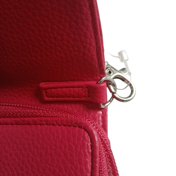 Giani Bernini's Crossbody Bag Hot Pink Rosettes Adjustable Straps Slip Pockets - Picture 6 of 15